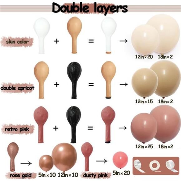 Dusty Rose Pink Balloon Arch Double Stuffed Pink Blush Nude Gold Balloon Garland - Picture 3 of 8